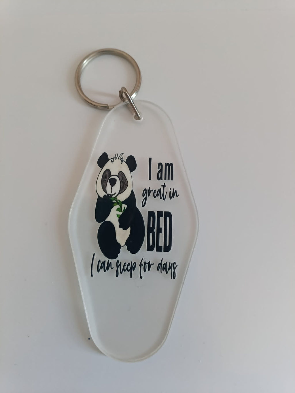 I Am Great In Bed I Can Sleep For Days Panda Keychain