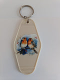 Winter Robins Watercolor Keychain