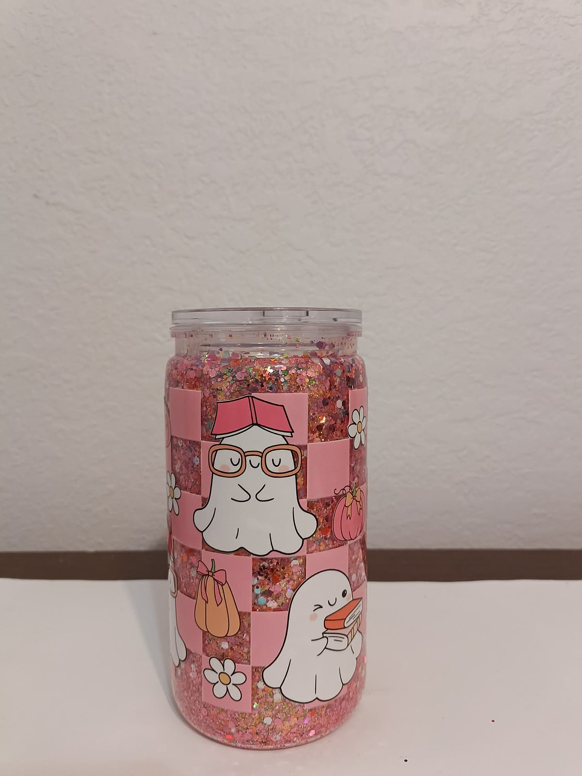 Pink Ghost 16oz Snowglobe Cup