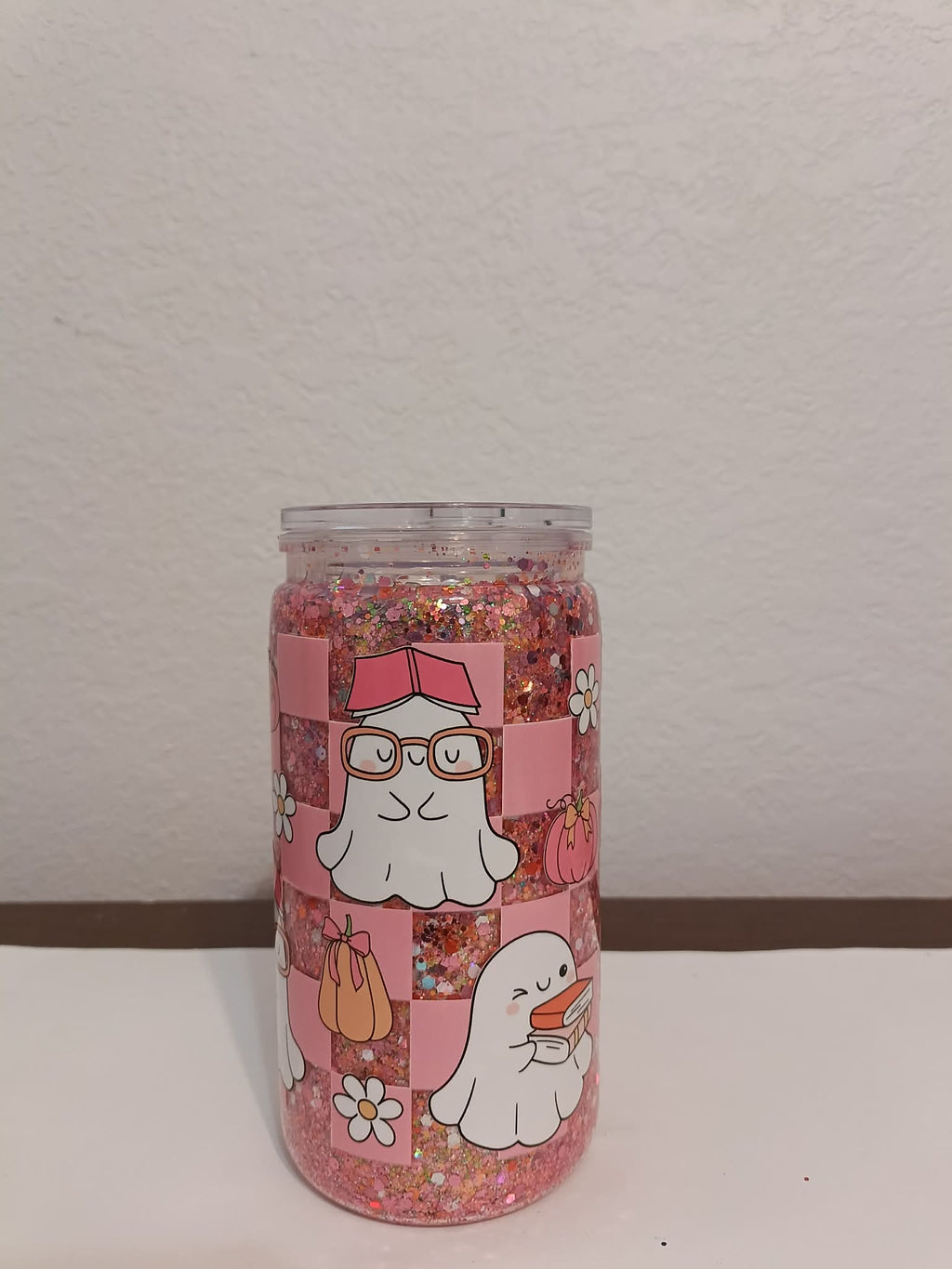Pink Ghost 16oz Snowglobe Cup
