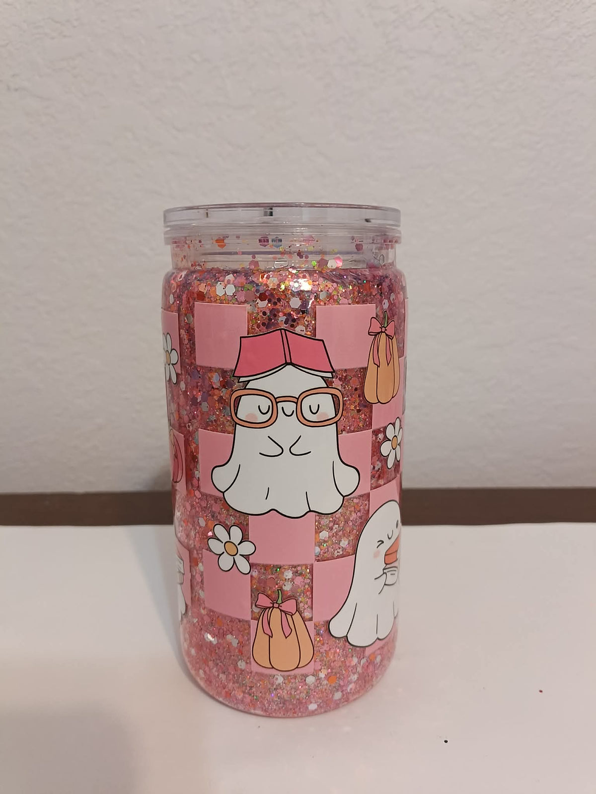 Pink Ghost 16oz Snowglobe Cup