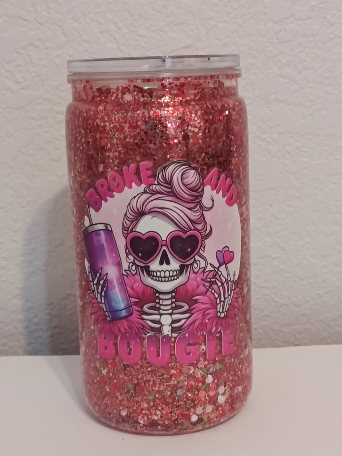 Broke and Bougie Skull Snowglobe Cup