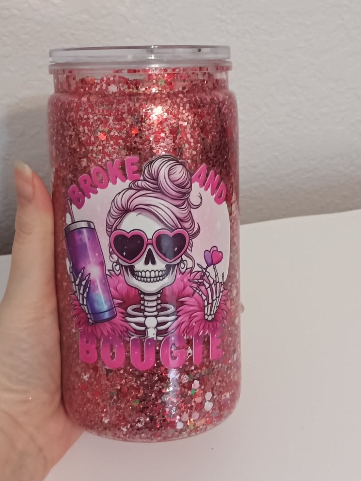 Broke and Bougie Skull Snowglobe Cup