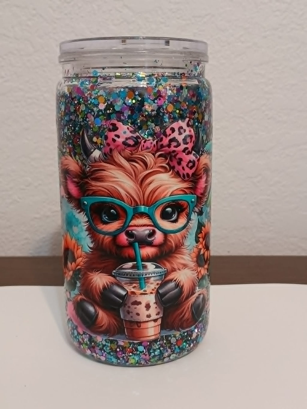 Highland Cow 16oz Snowglobe Cup