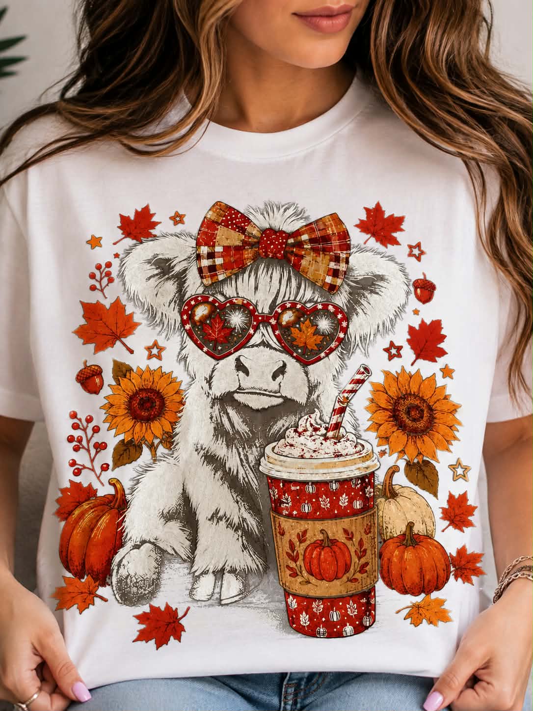 Fall Highland Cow Pumpkin Spice – DTF Transfer Design