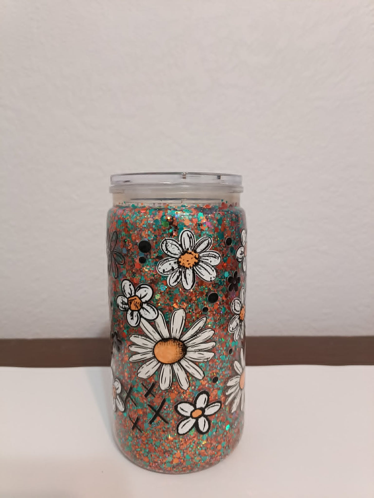 Daisy Glitter 16oz Snowglobe Cup