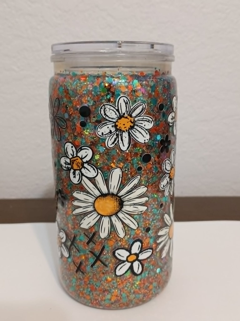 Daisy Glitter 16oz Snowglobe Cup