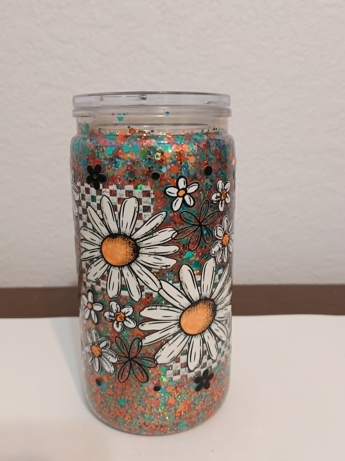 Daisy Glitter 16oz Snowglobe Cup
