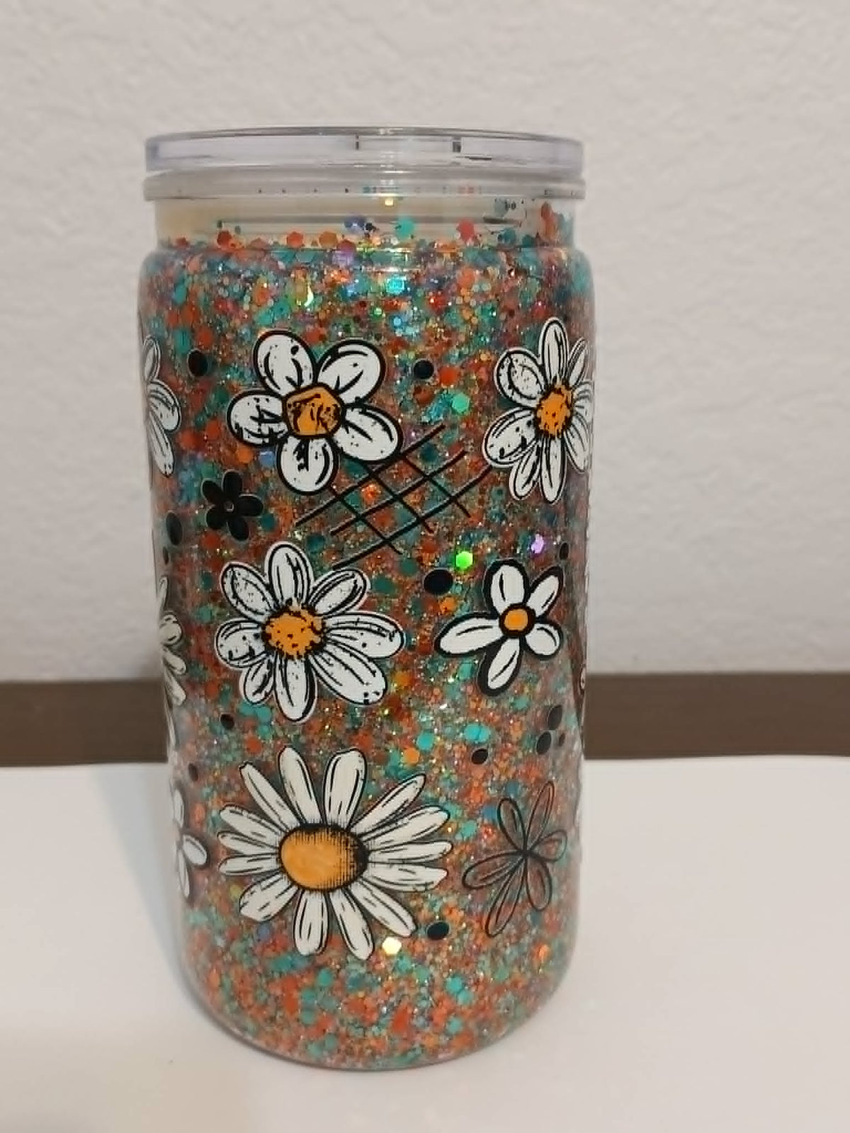 Daisy Glitter 16oz Snowglobe Cup
