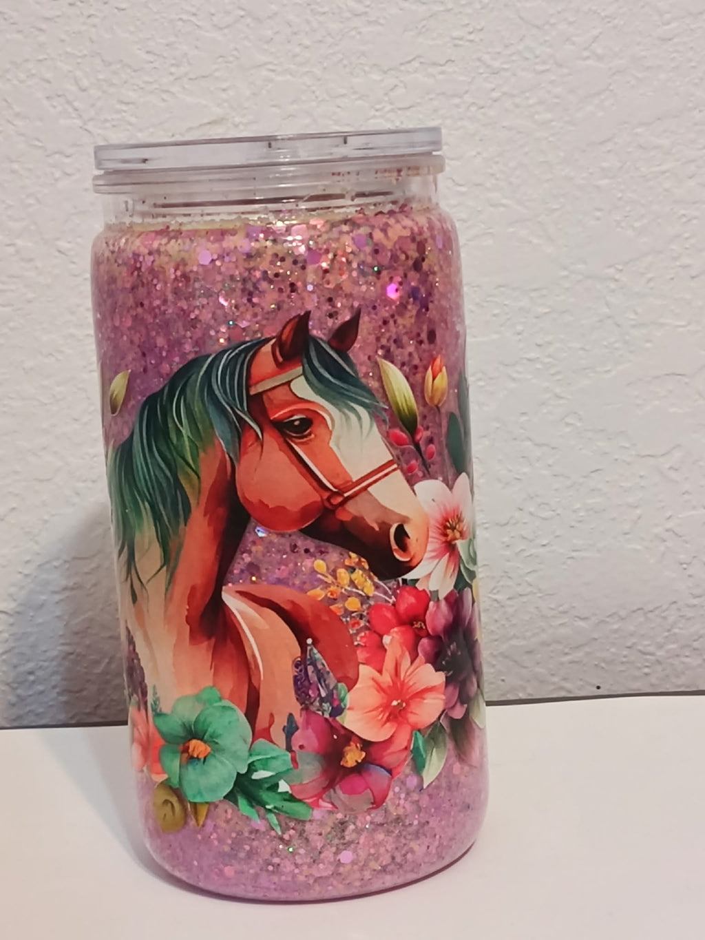 Floral Horse – 16oz Dry Snowglobe Cup