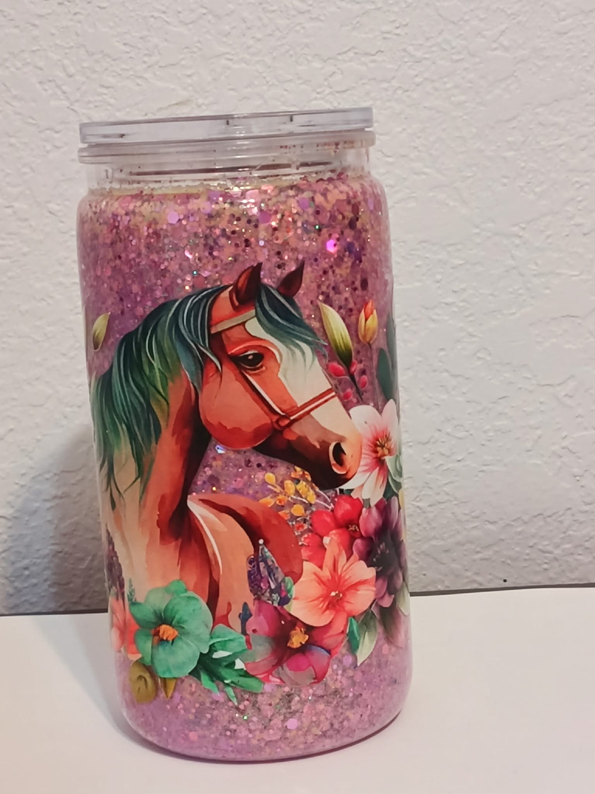 Floral Horse – 16oz Dry Snowglobe Cup