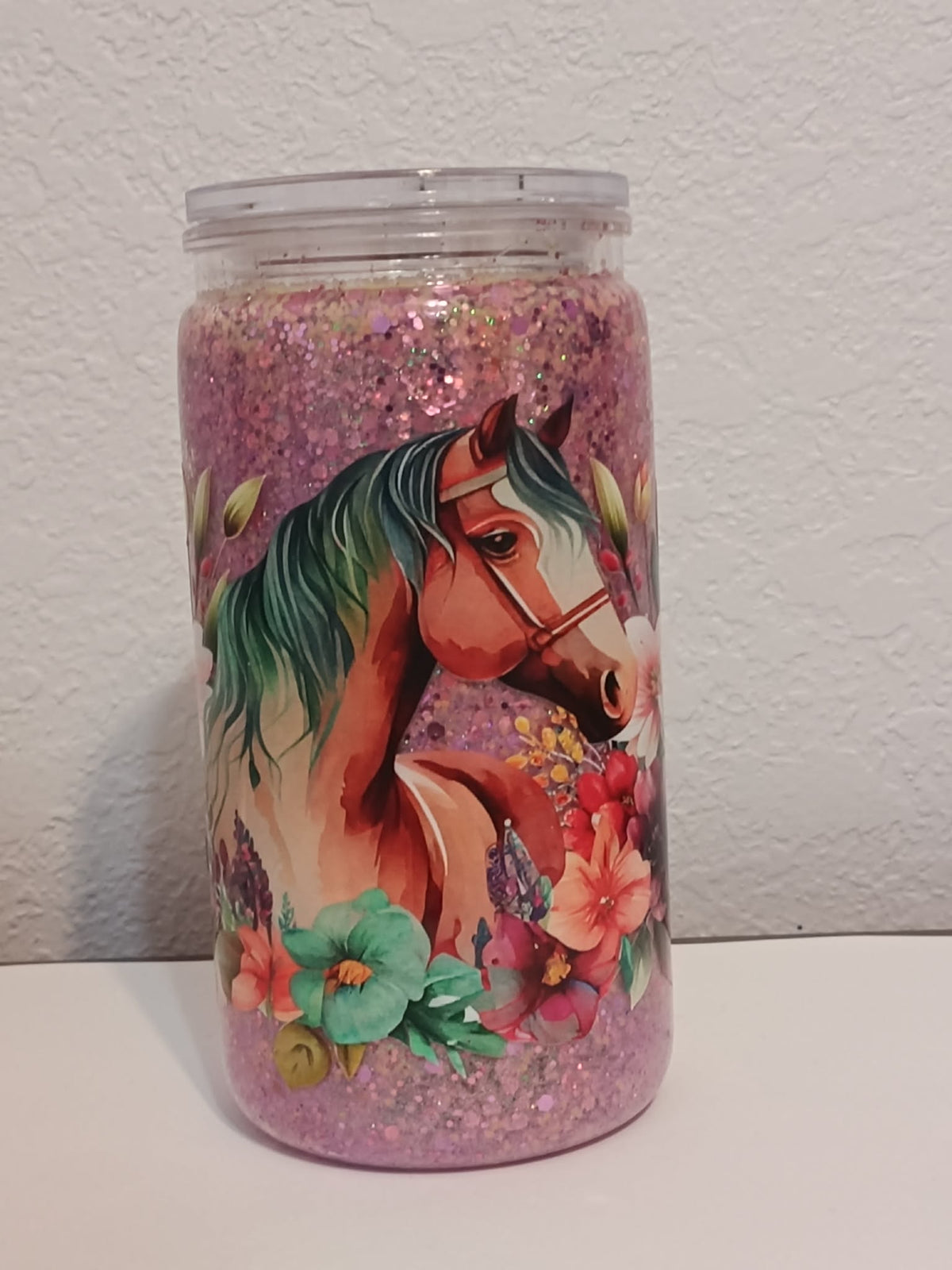 Floral Horse – 16oz Dry Snowglobe Cup