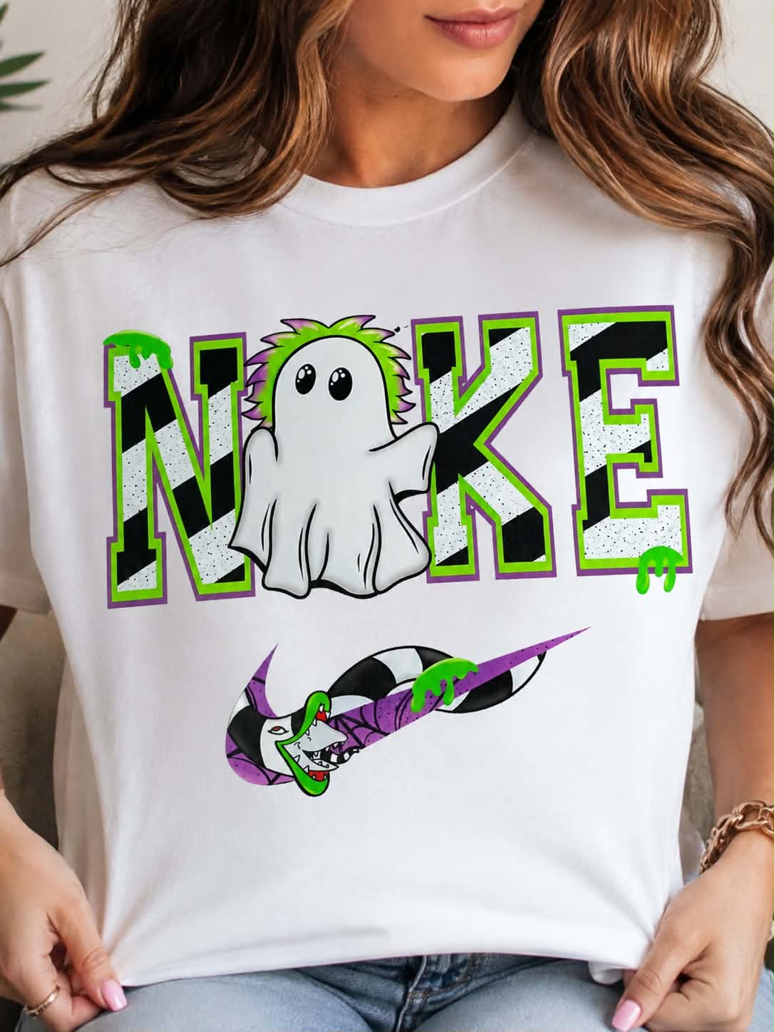 Spooky Ghost Nike-Style – DTF Transfer Design