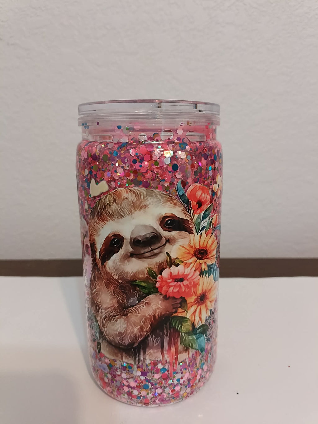 Floral Sloth 16oz Snowglobe Cup