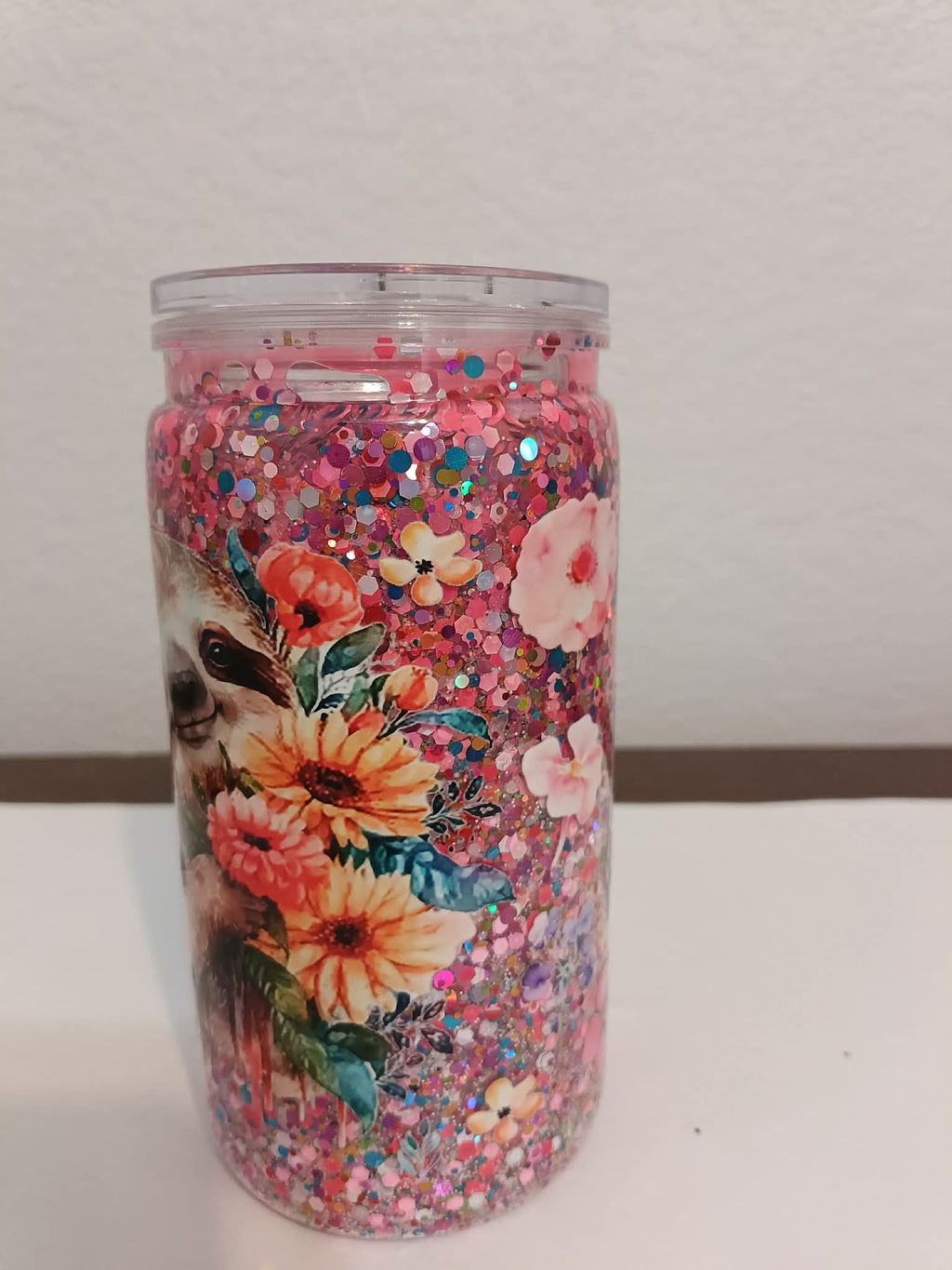 Floral Sloth 16oz Snowglobe Cup