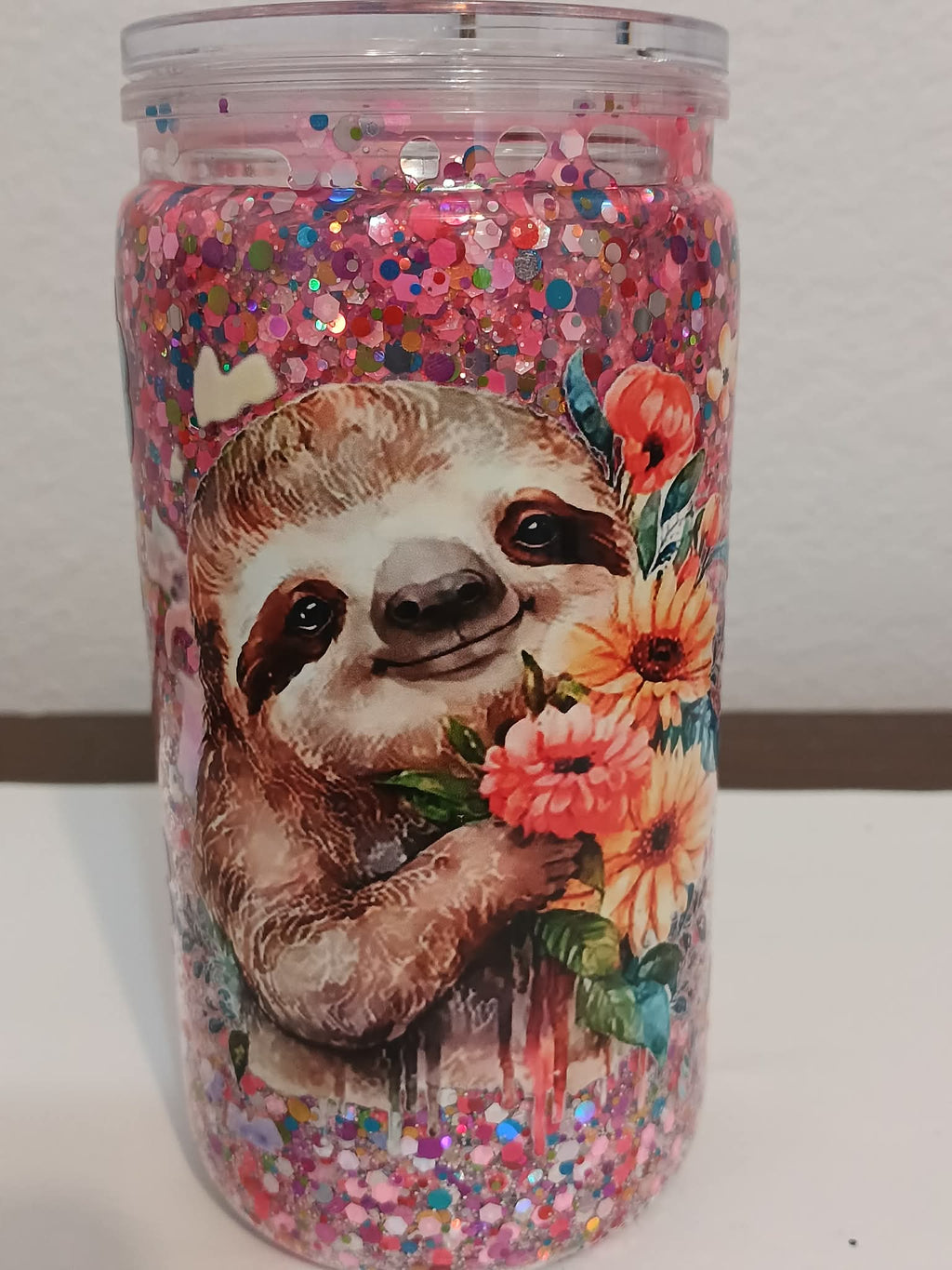 Floral Sloth 16oz Snowglobe Cup