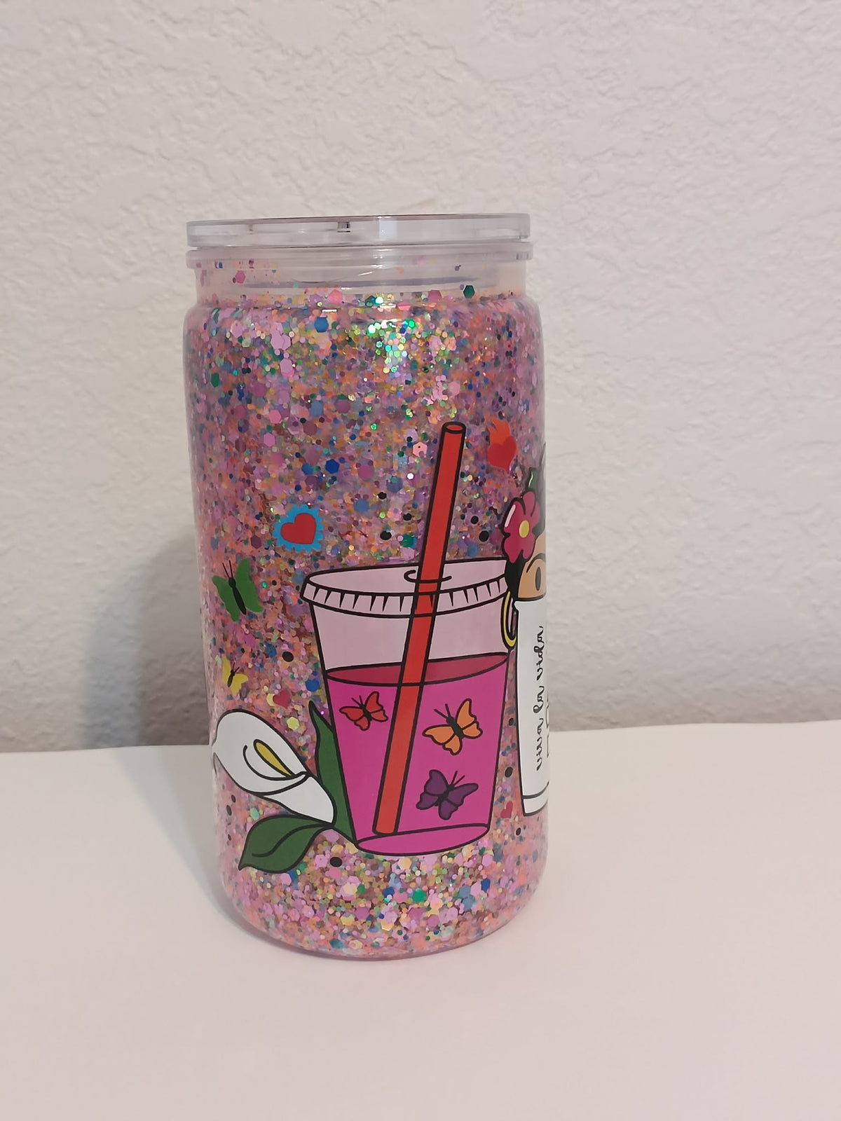 Floral Frida Glitter Tumbler