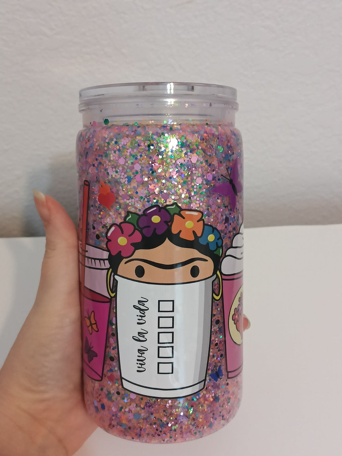 Floral Frida Glitter Tumbler