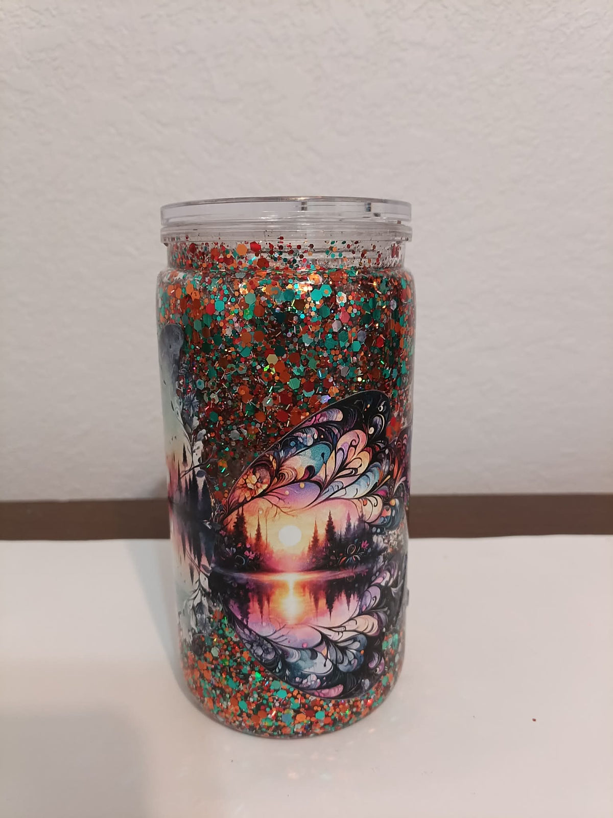 Sunset Butterfly 16oz Snowglobe Cup