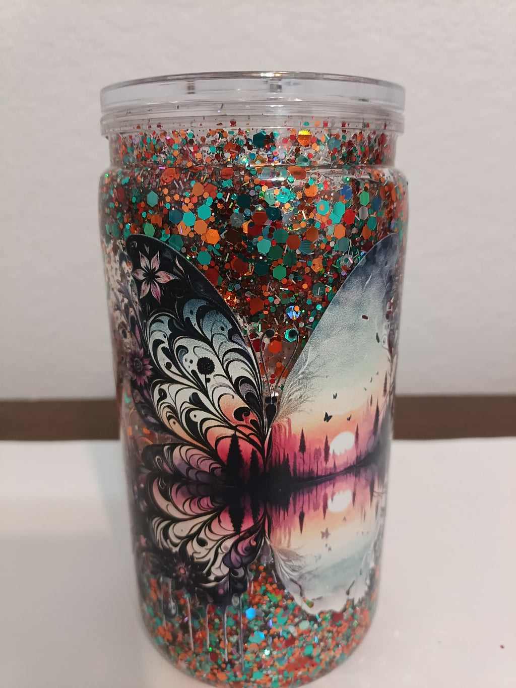 Sunset Butterfly 16oz Snowglobe Cup