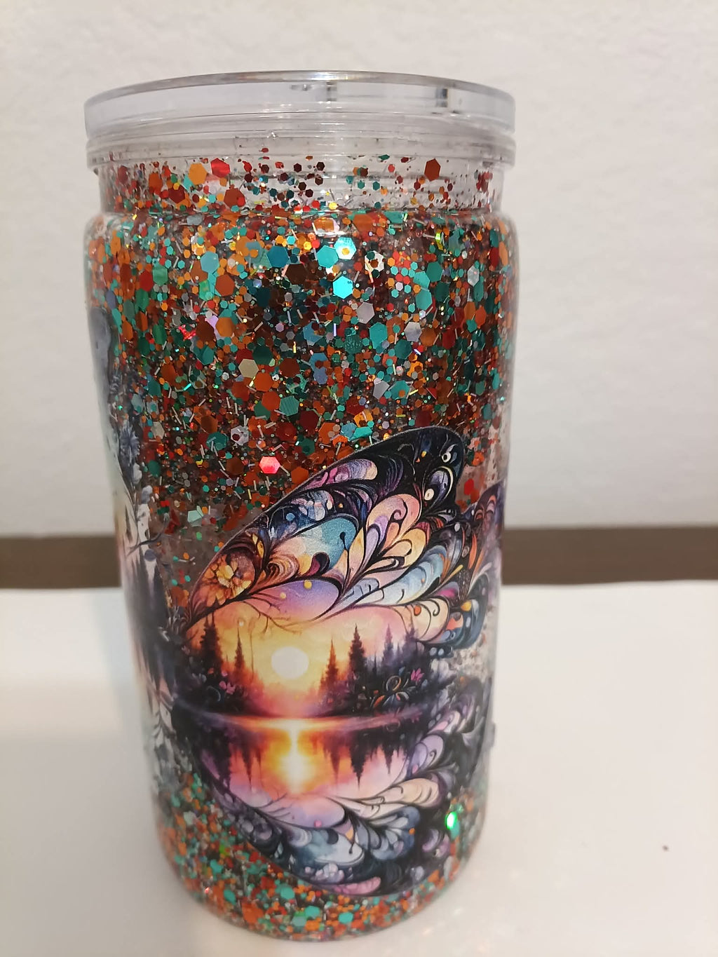 Sunset Butterfly 16oz Snowglobe Cup