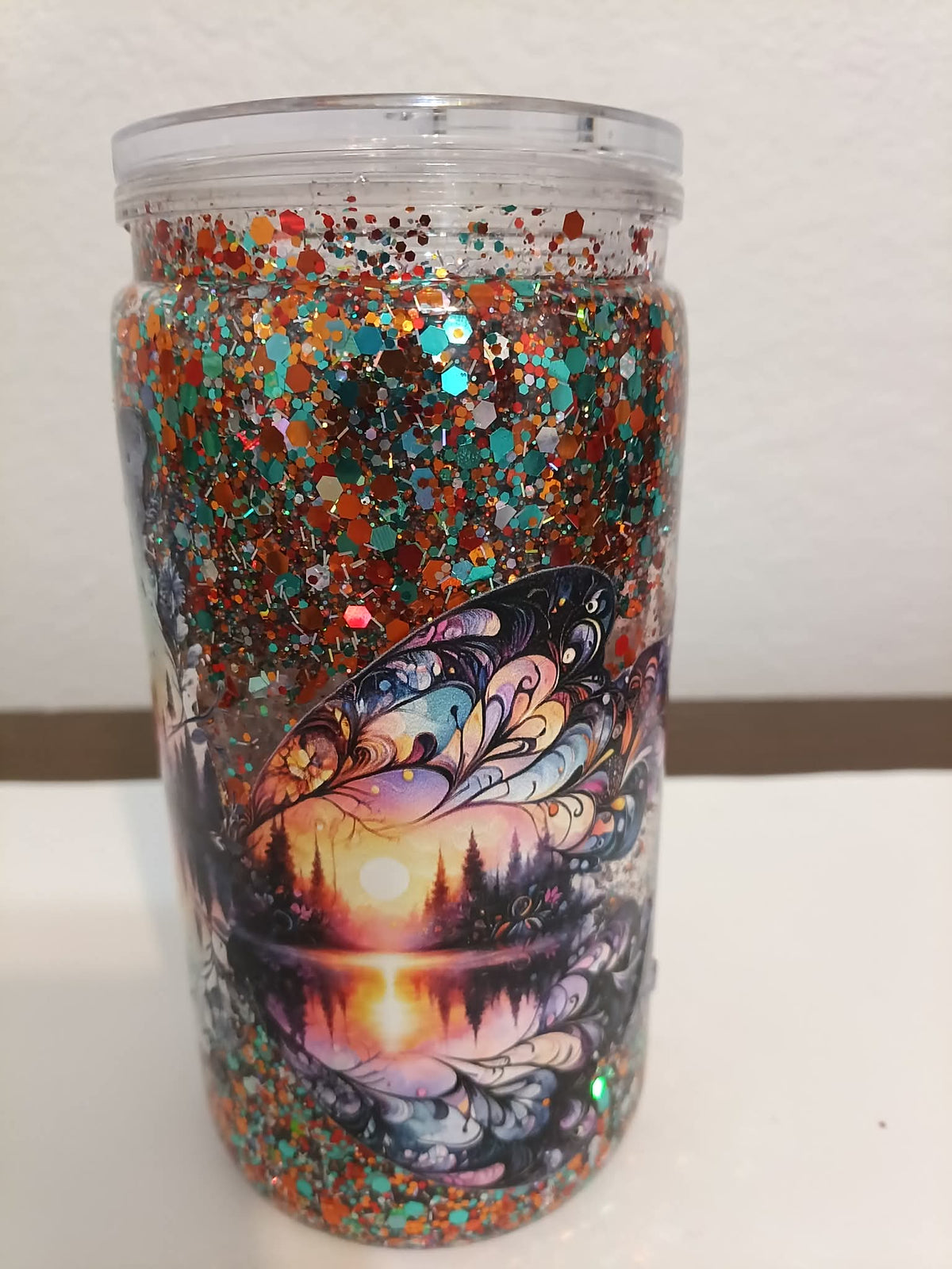 Sunset Butterfly 16oz Snowglobe Cup