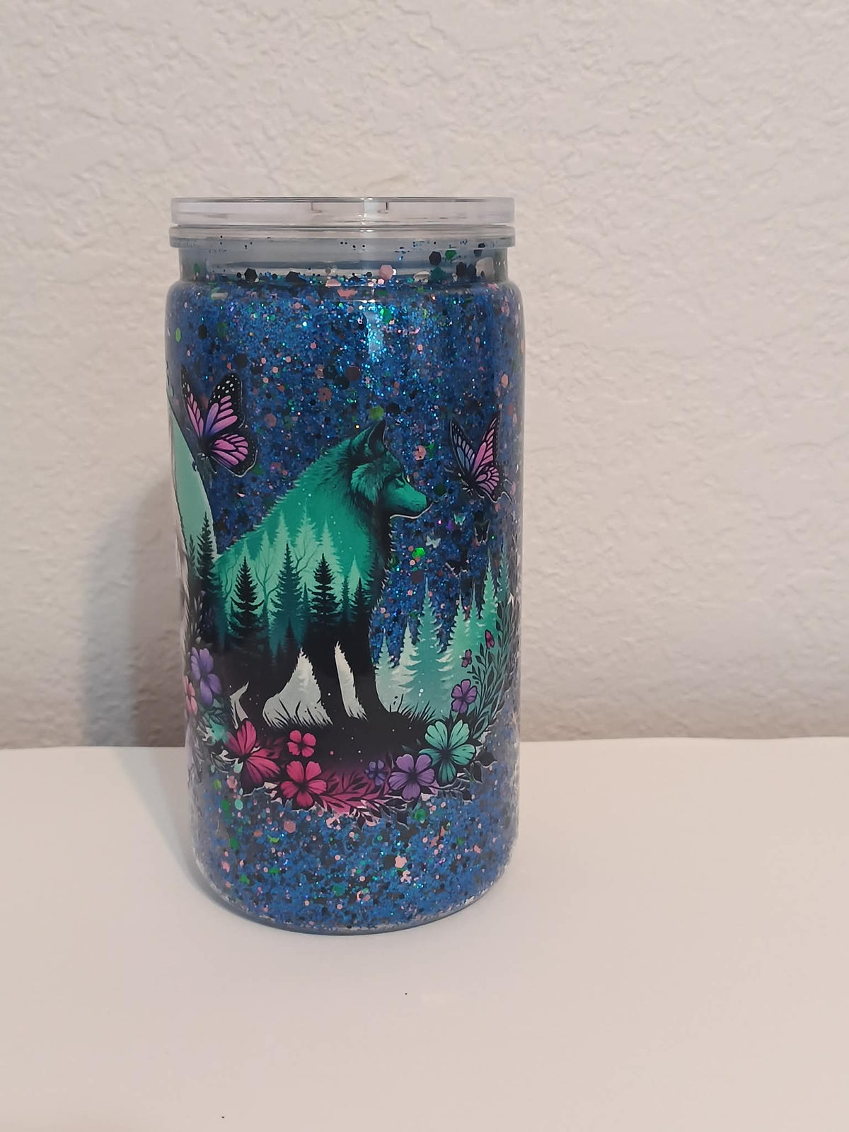 Mystic Wolf Glitter Tumbler