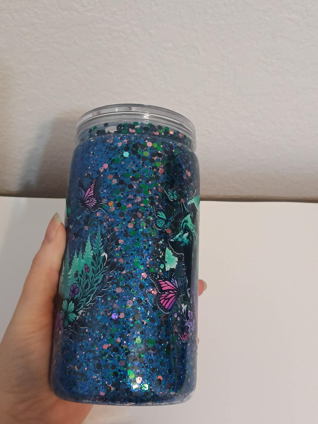 Mystic Wolf Glitter Tumbler