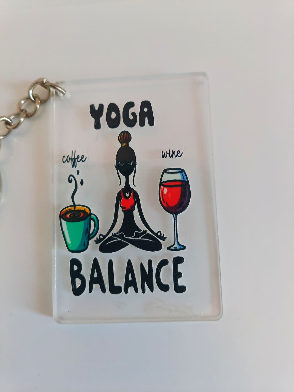 Yoga Balance Coffee Wine Keychain