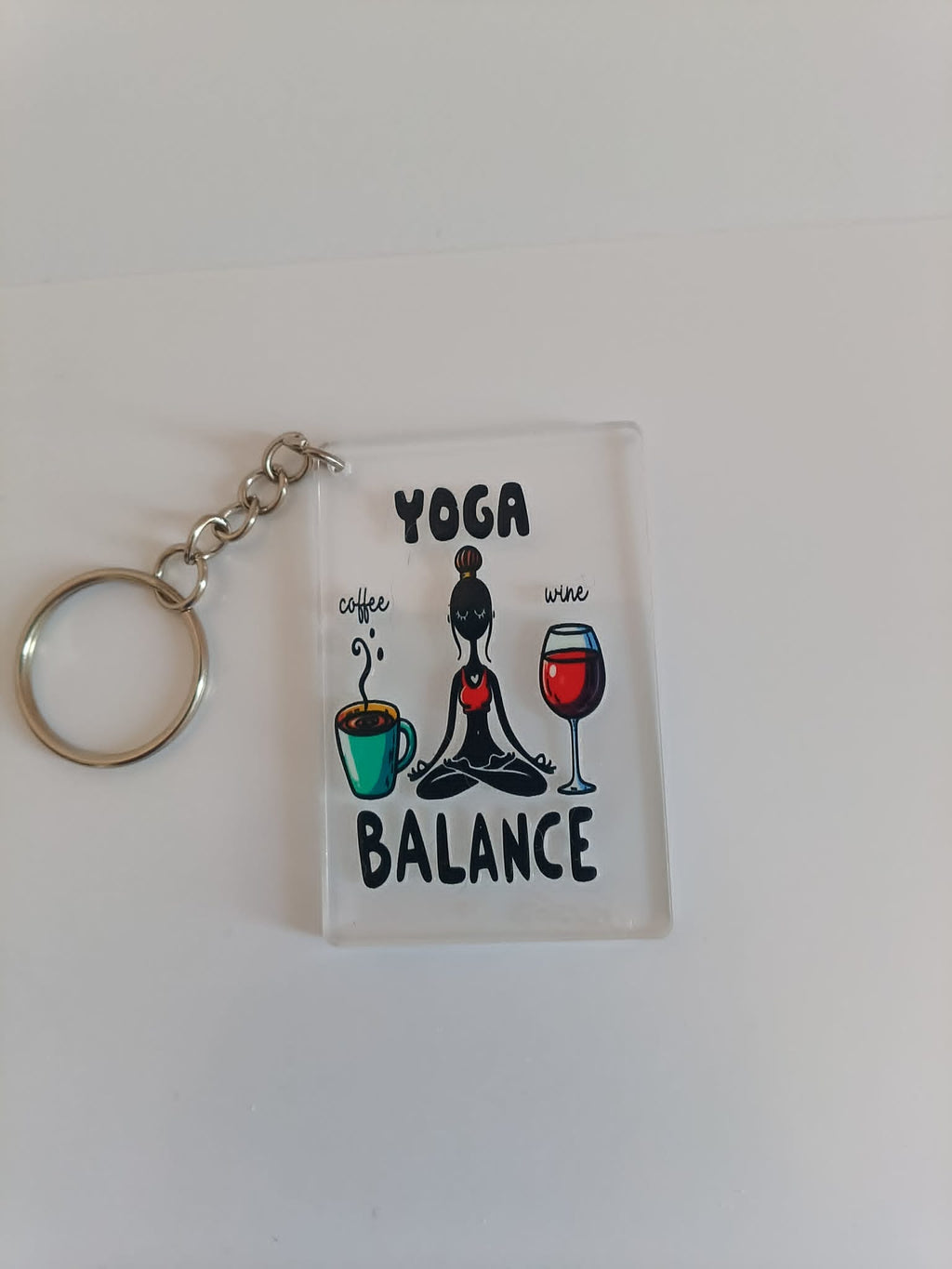 Yoga Balance Coffee Wine Keychain